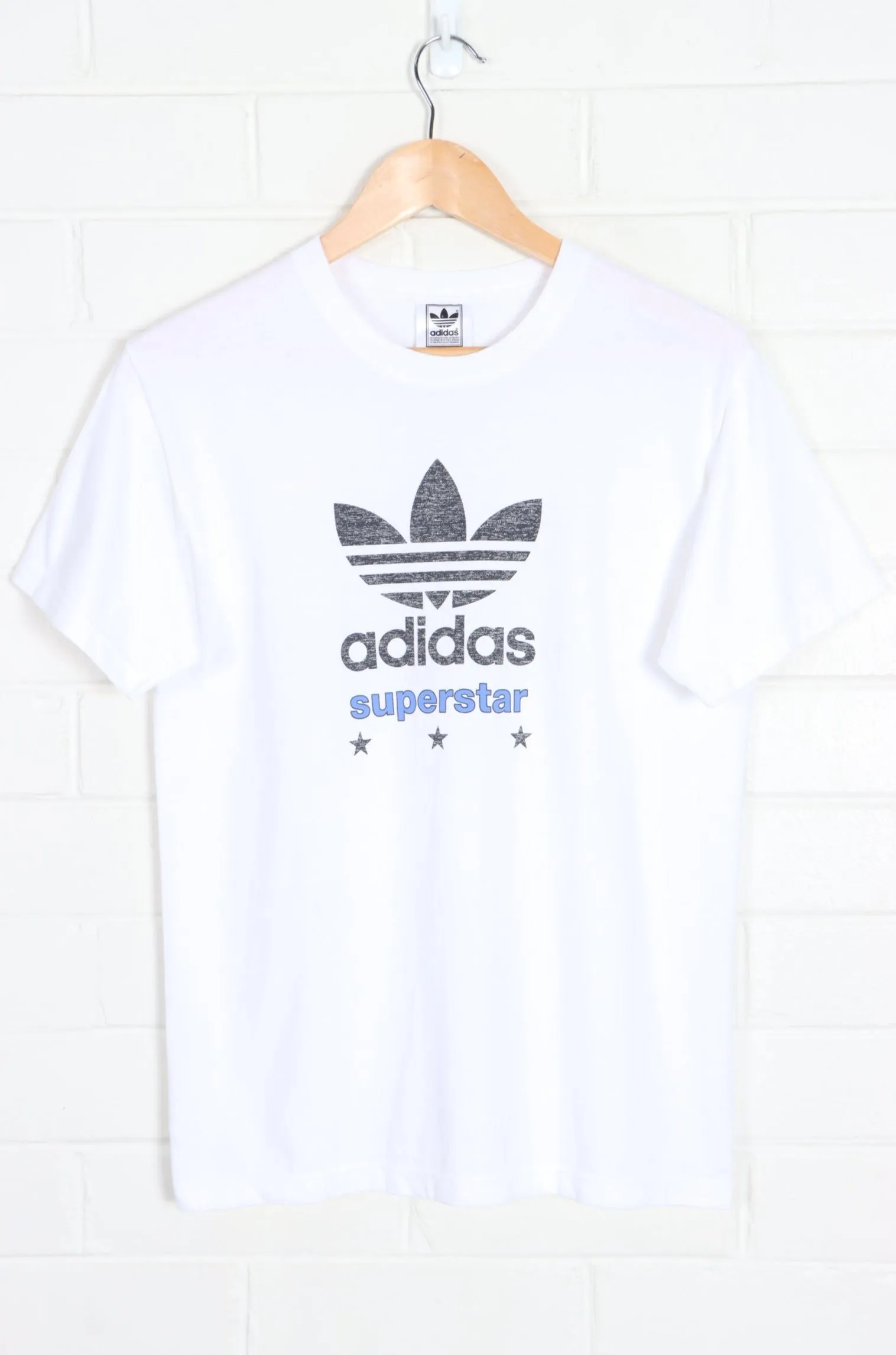 ADIDAS Superstar Trefoil Logo & Stars T-Shirt USA Made (S-M)