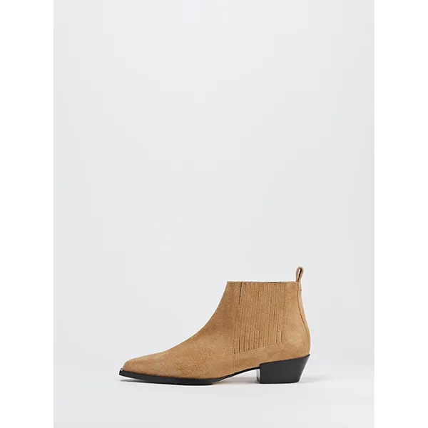 Aeyde Bea Ankle Cowboy Boot Caramel Suede