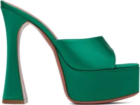 Amina Muaddi Green Dalida Heeled Sandals