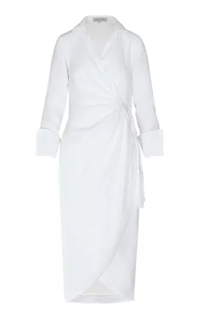 Andres Otalora Santa Clara Linen Midi Wrap Dress