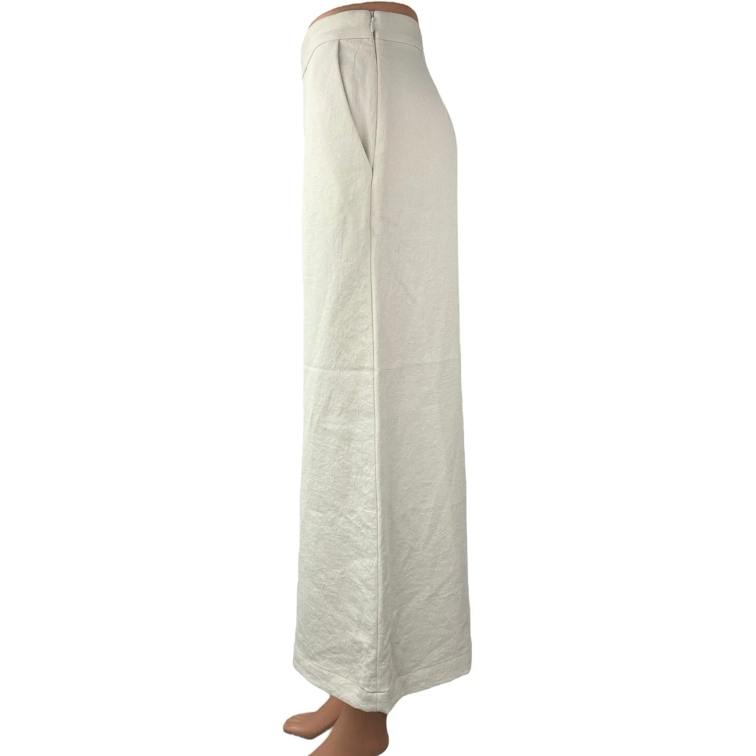 Aritzia Wilfred White High Waisted Career Wide Leg Trouser Cropped Pants Size 4