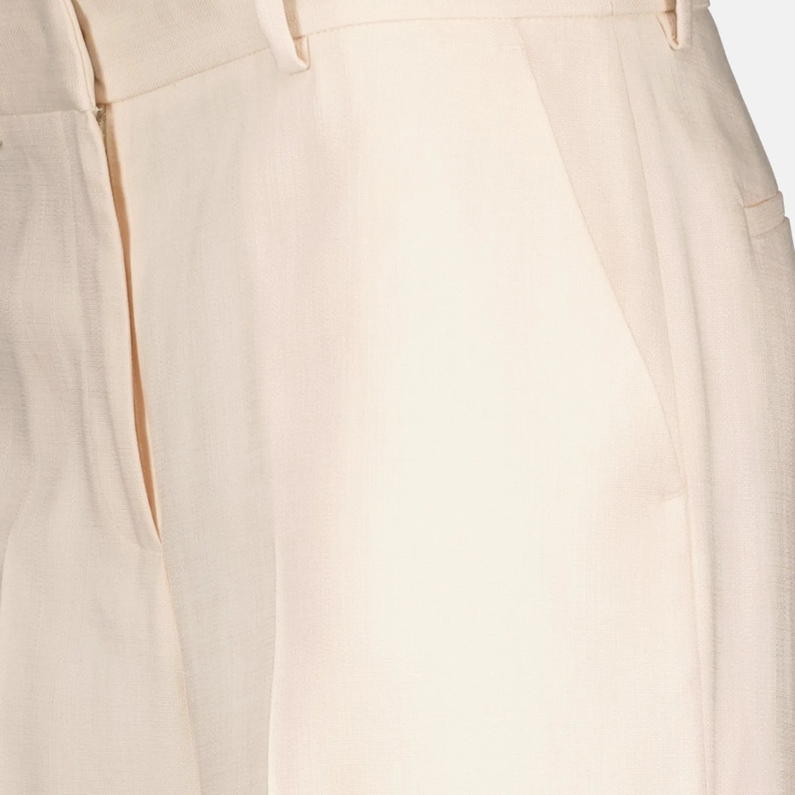 Beige Viscose Straight-Leg Pants