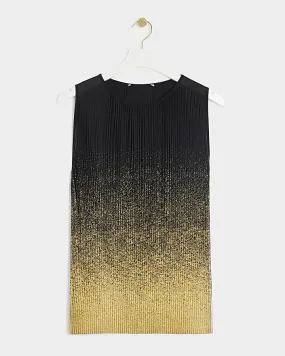 Black ombre plisse sleeveless top