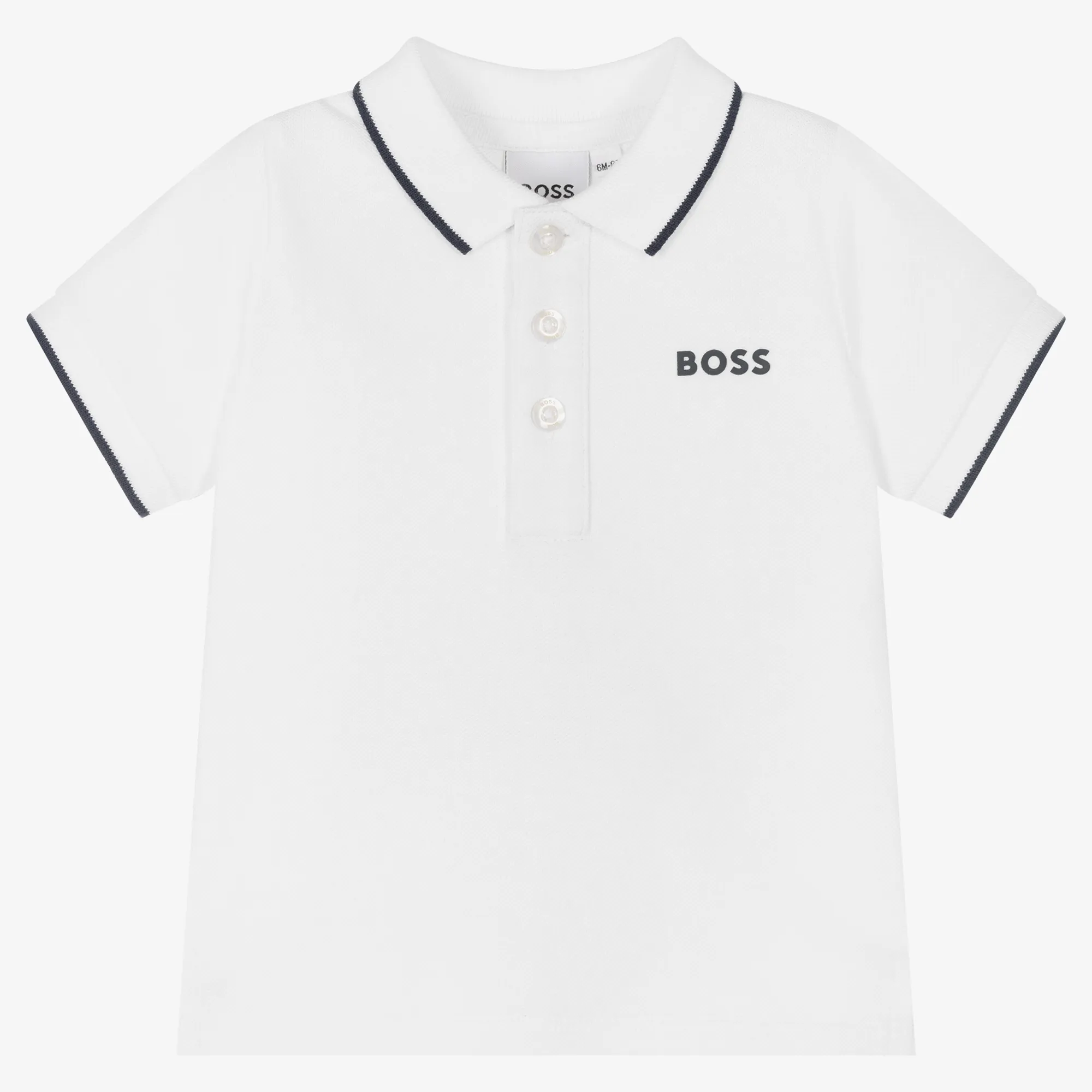 Boys White Cotton Polo Shirt