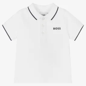 Boys White Cotton Polo Shirt