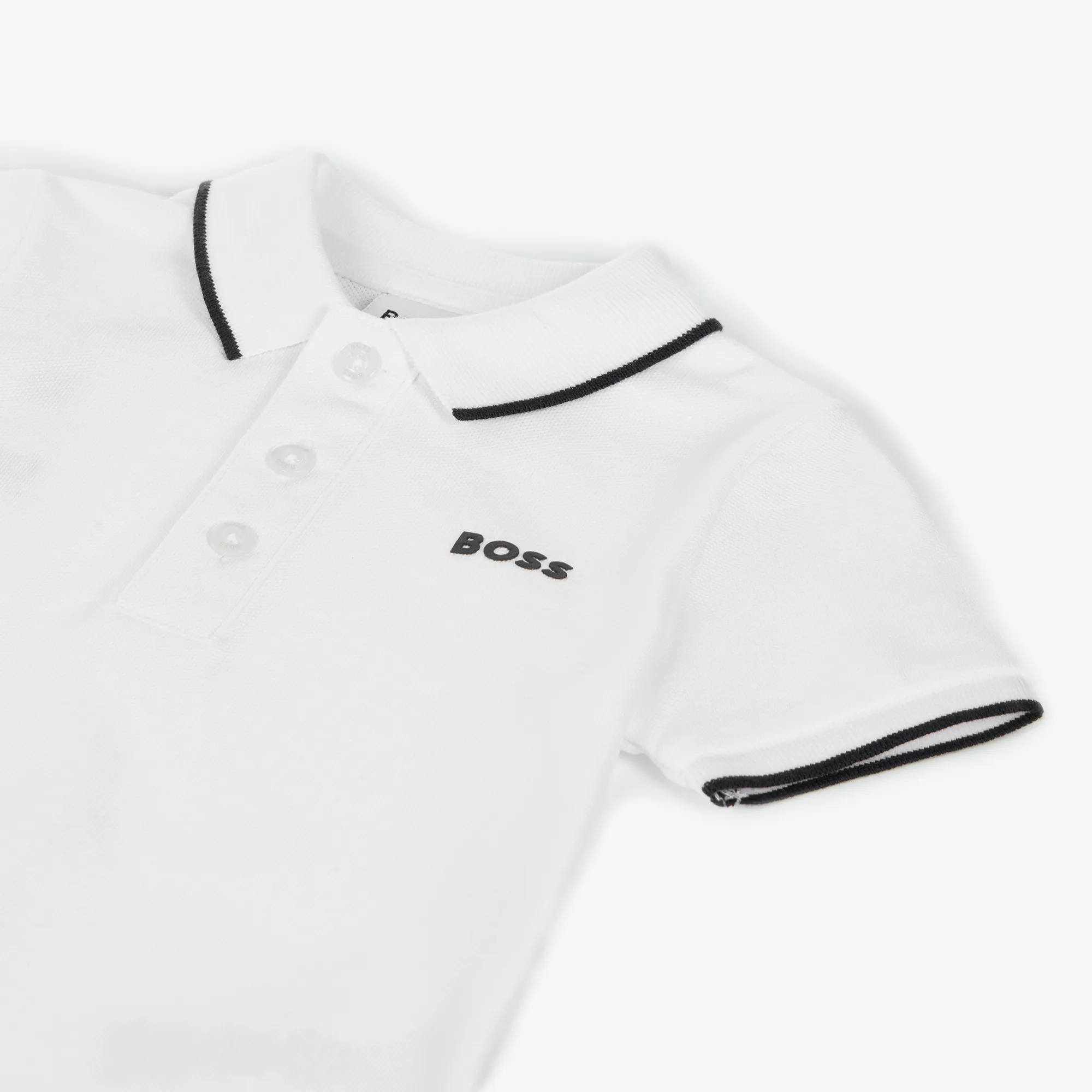 Boys White Cotton Polo Shirt