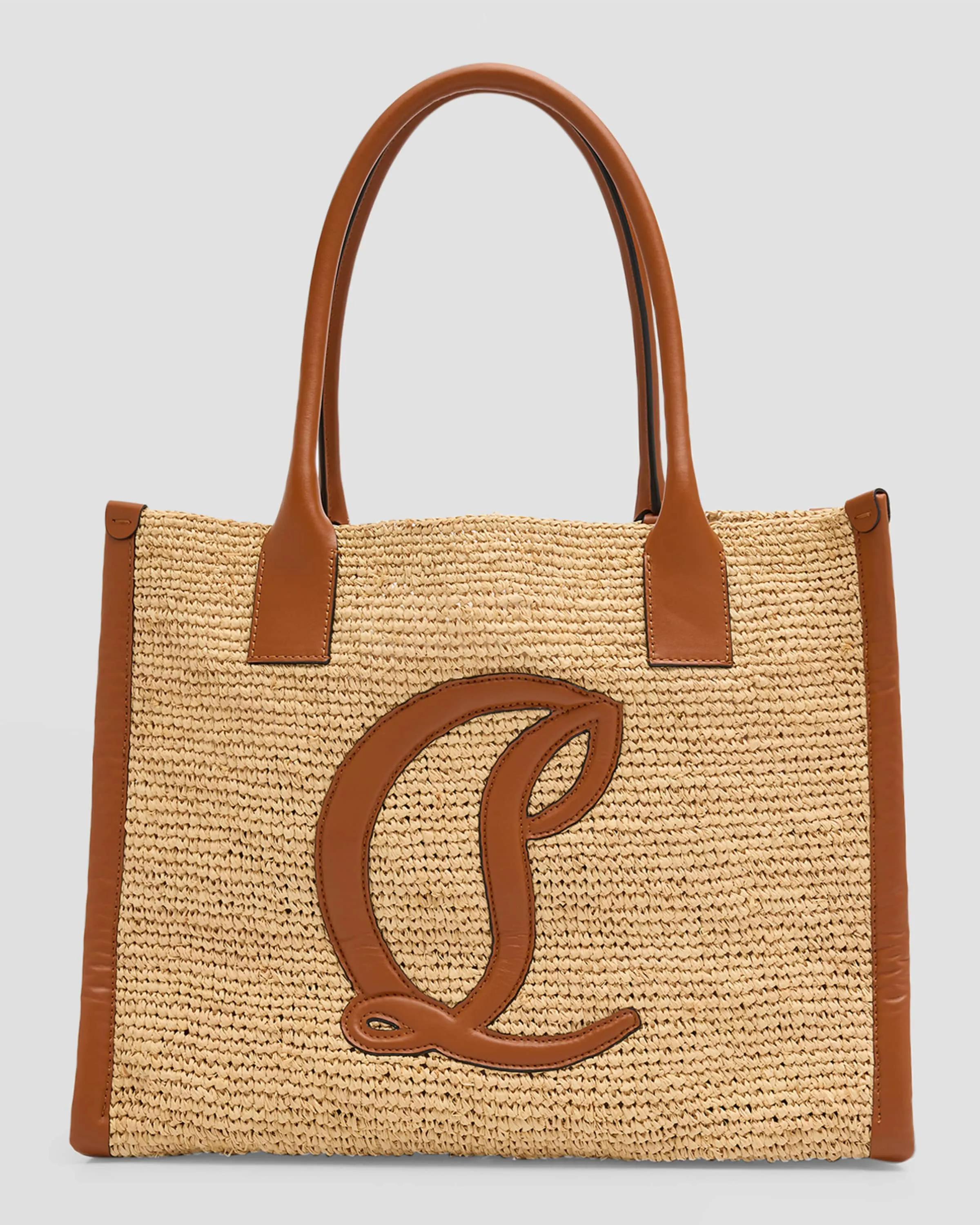 By My Side Large Tote in Raffia with CL Logo