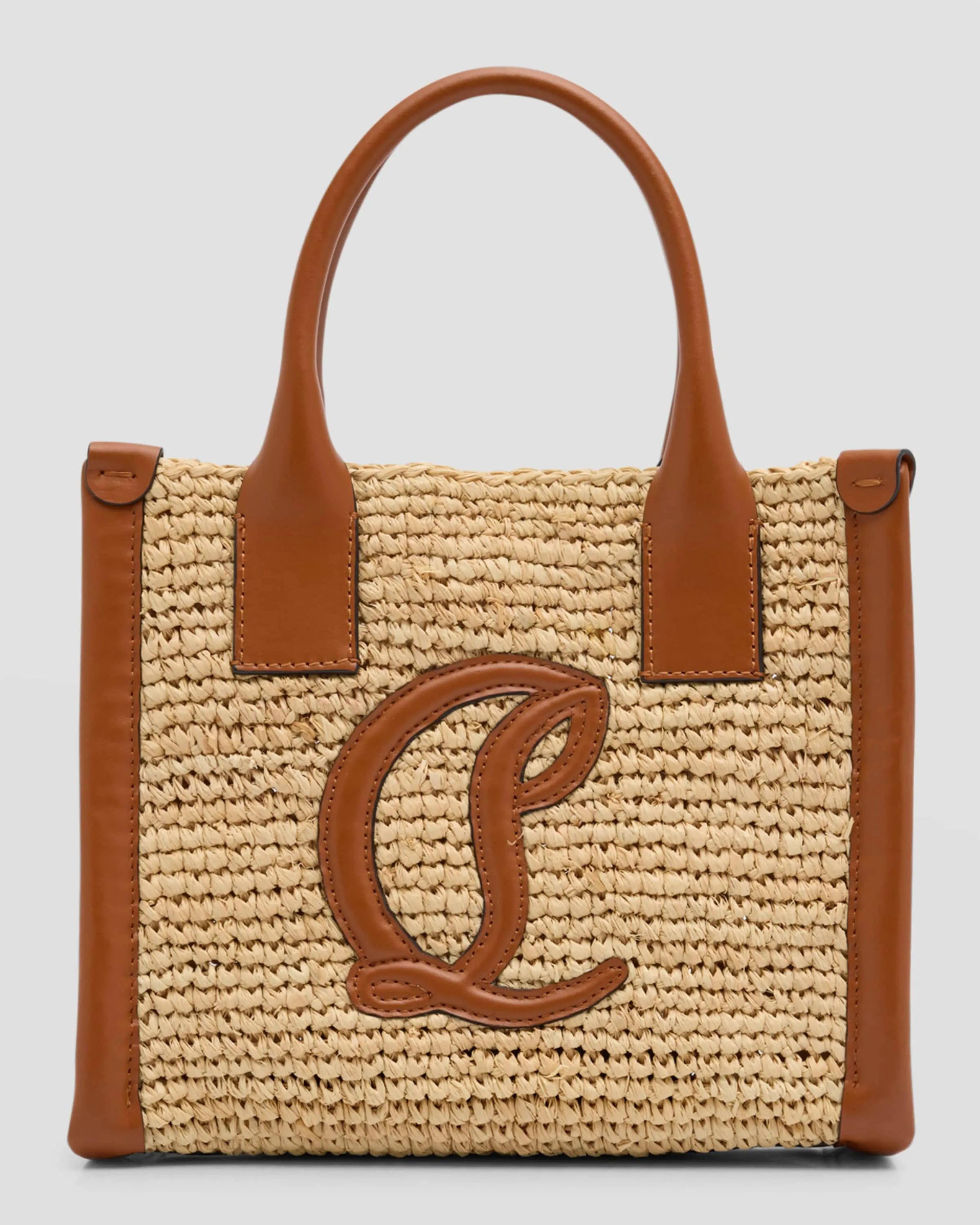 By My Side Mini Tote in Raffia with CL Logo