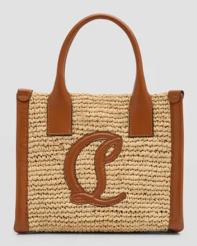 By My Side Mini Tote in Raffia with CL Logo