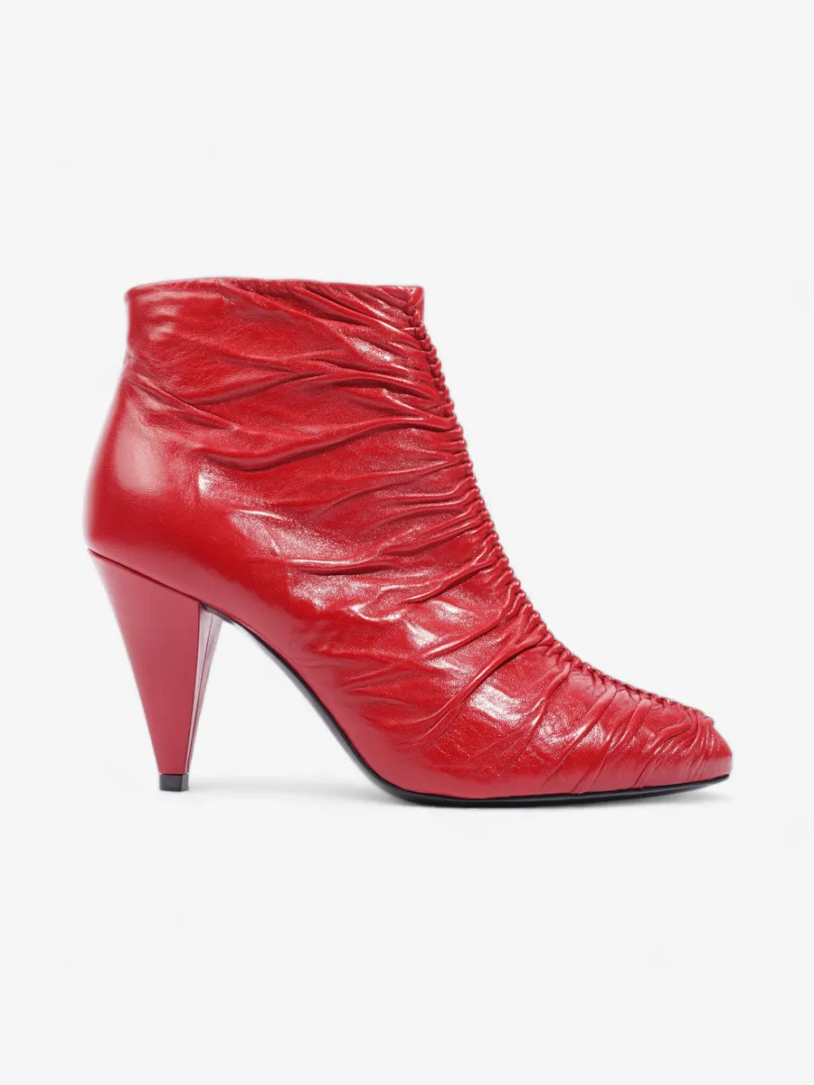 Celine Ankle Boot Red Leather EU 37 UK 4