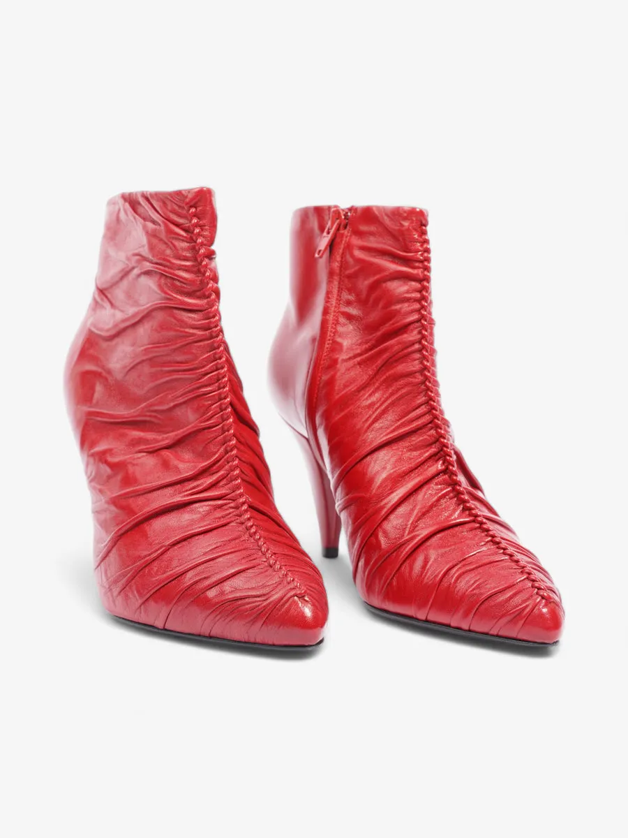 Celine Ankle Boot Red Leather EU 37 UK 4