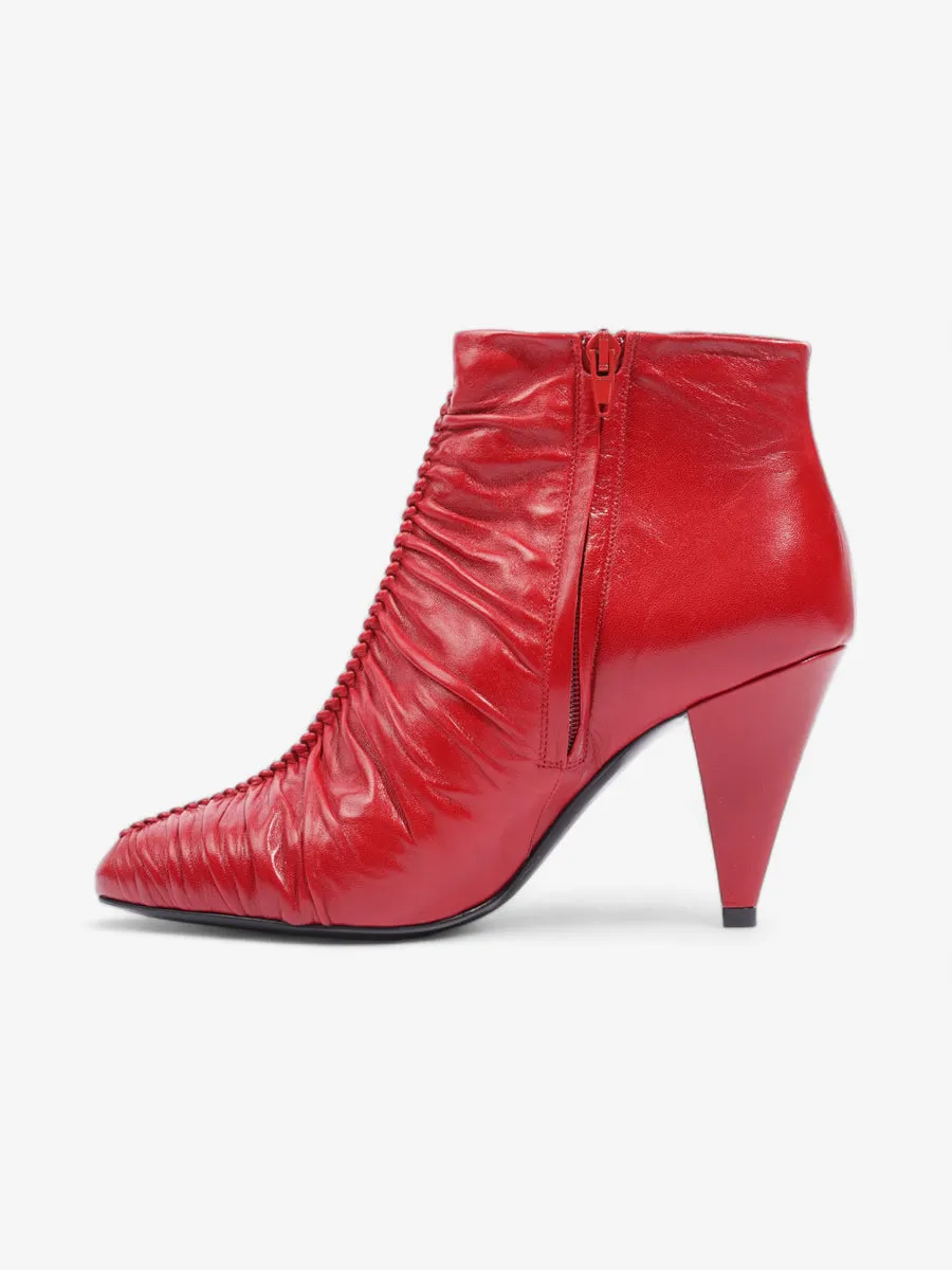 Celine Ankle Boot Red Leather EU 37 UK 4