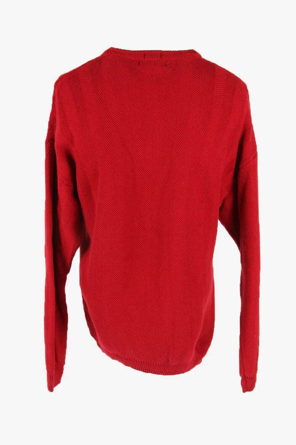 Champs Cable Knit Jumper Vintage Crew Neck Pullover 90s Red Size XL - Pepper Tree London