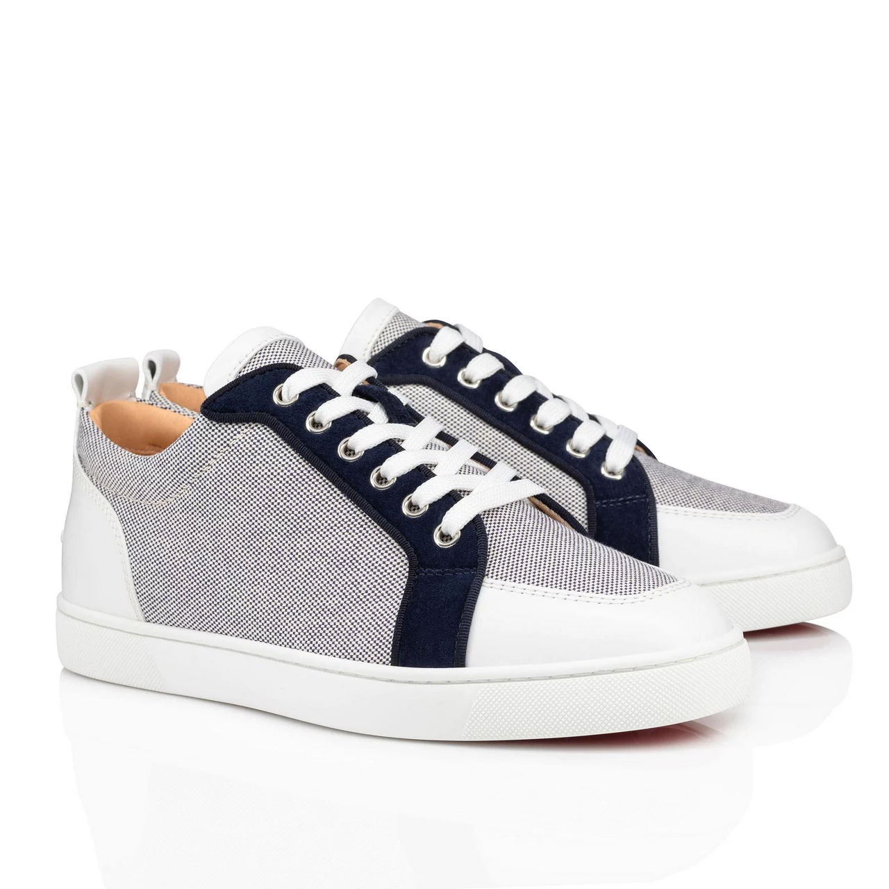 CHRISTIAN LOUBOUTIN Rantulow Leather Canvas Trainers - Blue