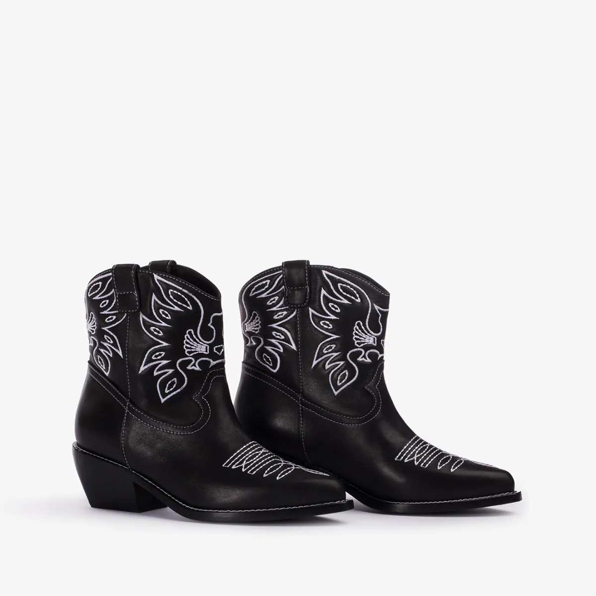 CHRISTINE COWBOY ANKLE BOOT 70 mm Black leather Western-inspired ankle boot