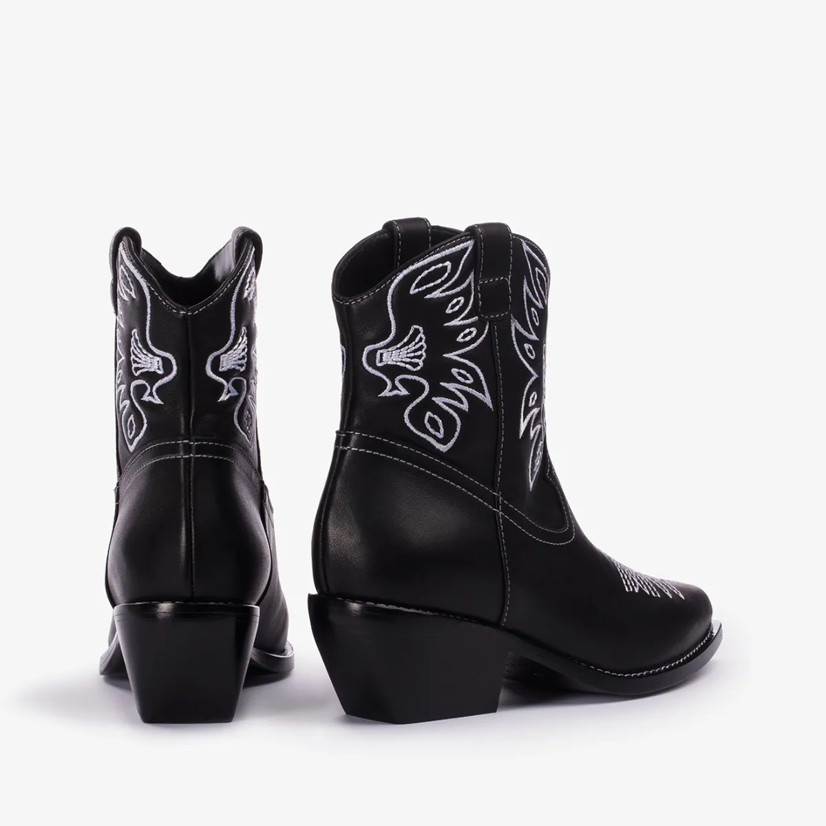 CHRISTINE COWBOY ANKLE BOOT 70 mm Black leather Western-inspired ankle boot