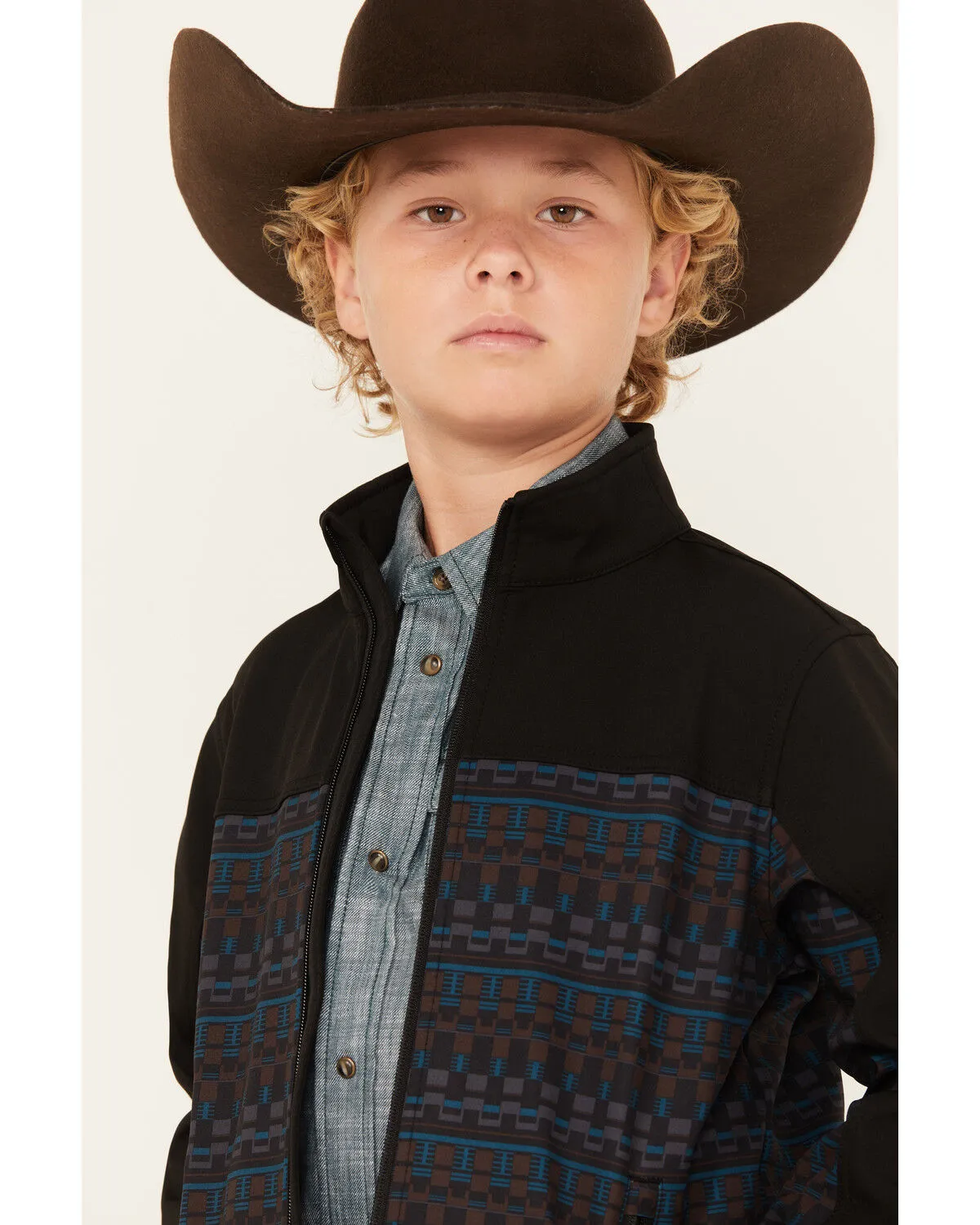 Cody James Boys' Color Block Pattern Softshell Jacket