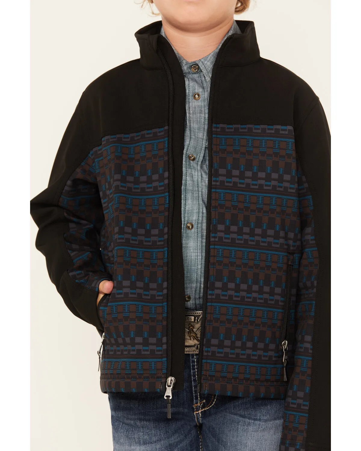 Cody James Boys' Color Block Pattern Softshell Jacket