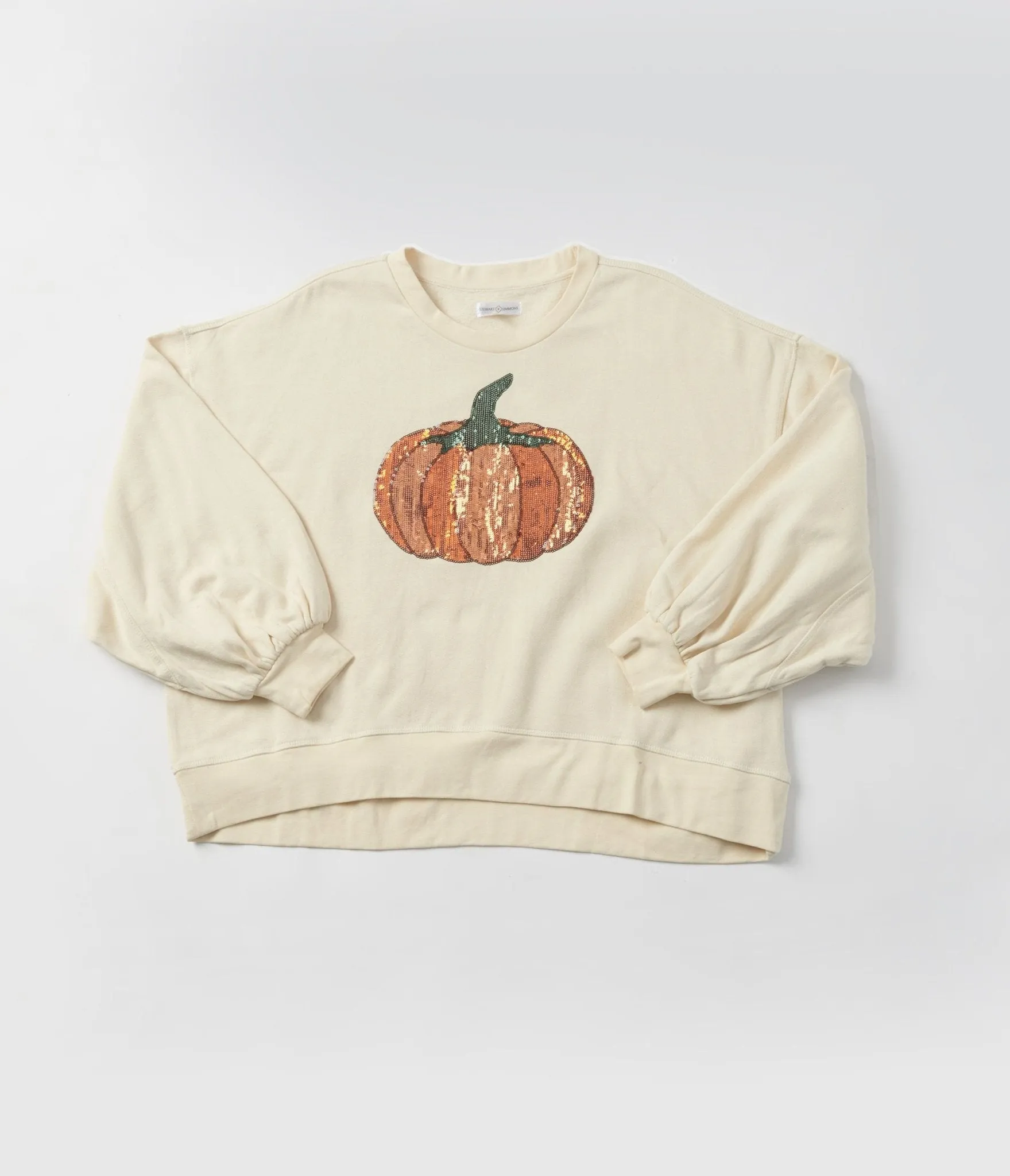 Cream Pumpkin Sequin Pullover Sweater