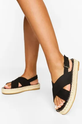 Cross Strap Espadrille Flatform Sandals