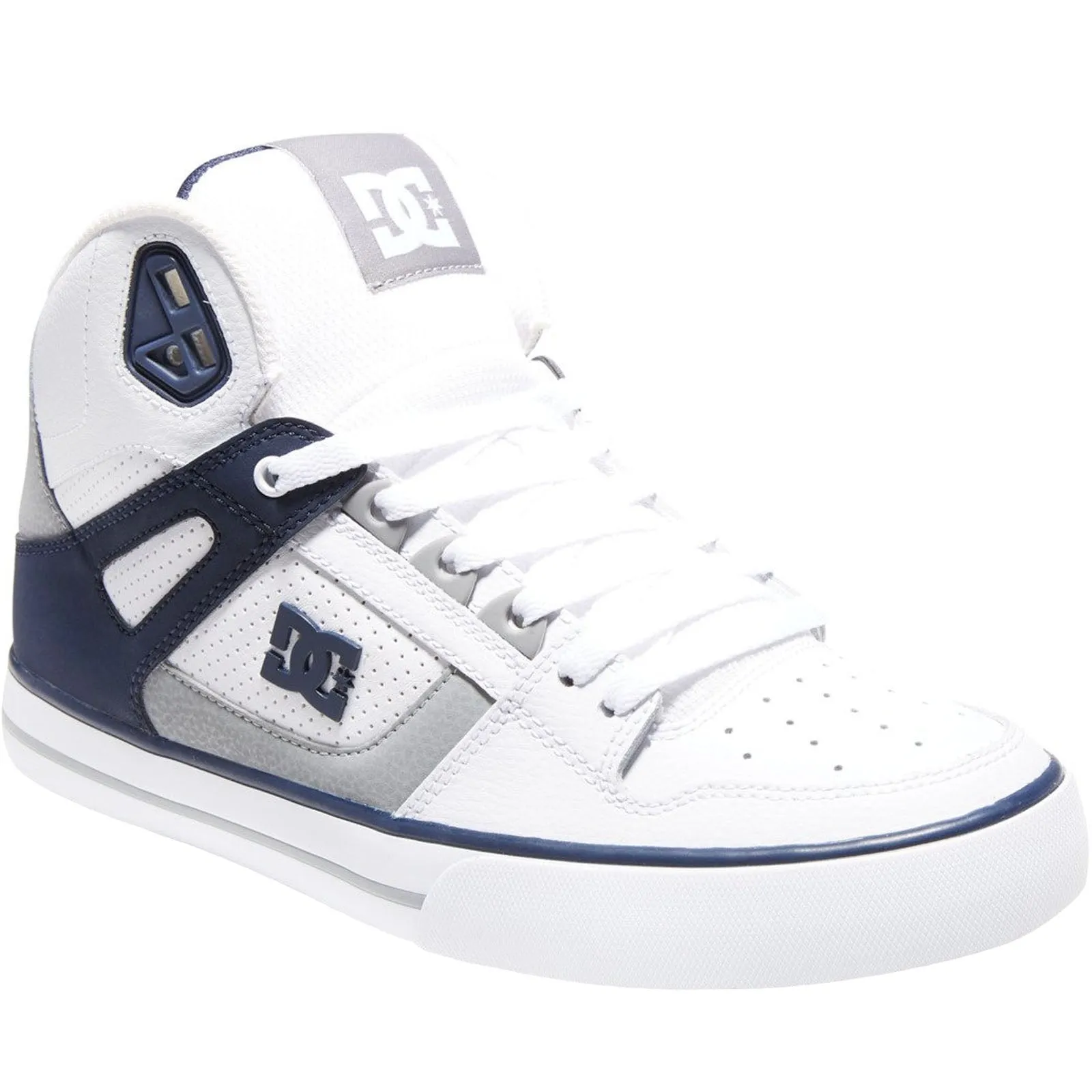 DC Shoes Mens Pure High Top Leather Trainers - White/Navy