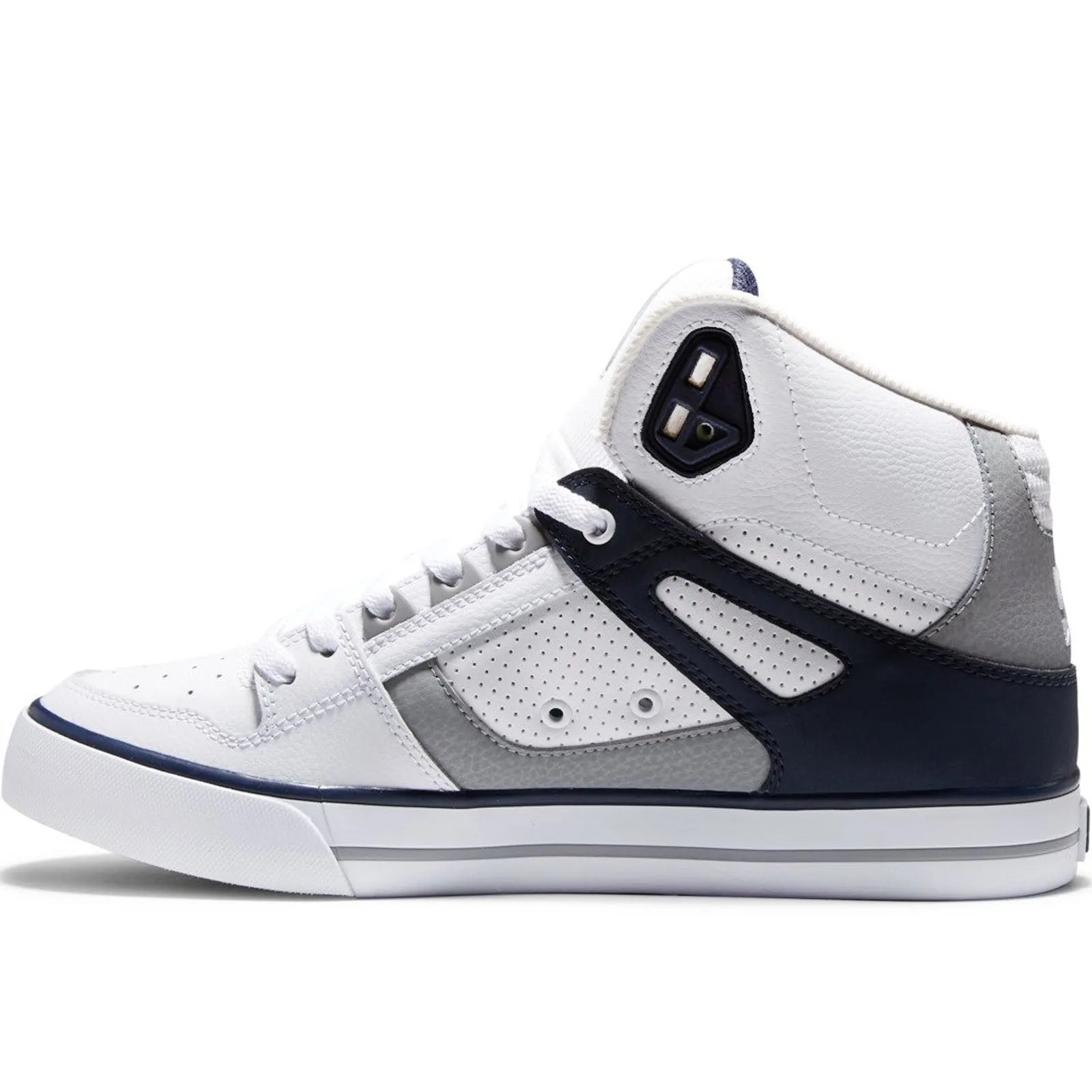 DC Shoes Mens Pure High Top Leather Trainers - White/Navy