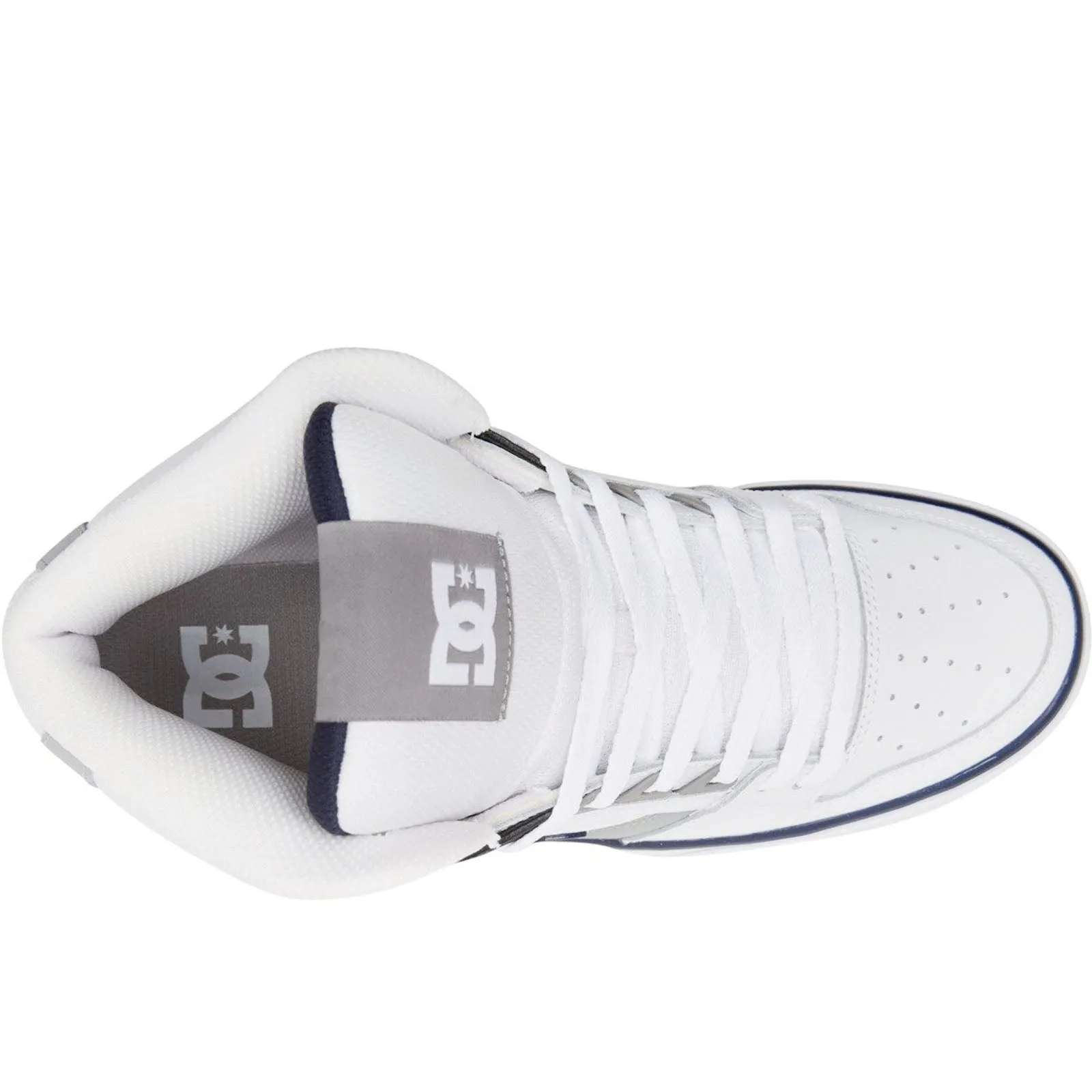 DC Shoes Mens Pure High Top Leather Trainers - White/Navy