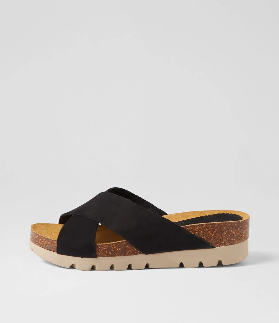 DIANA FERRARI Genovevad Black Leather Sandals