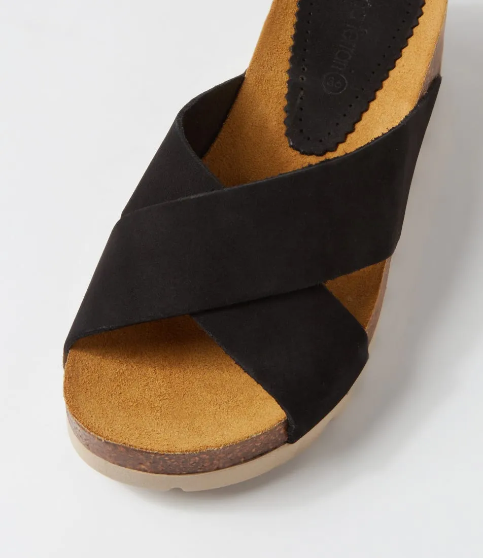 DIANA FERRARI Genovevad Black Leather Sandals