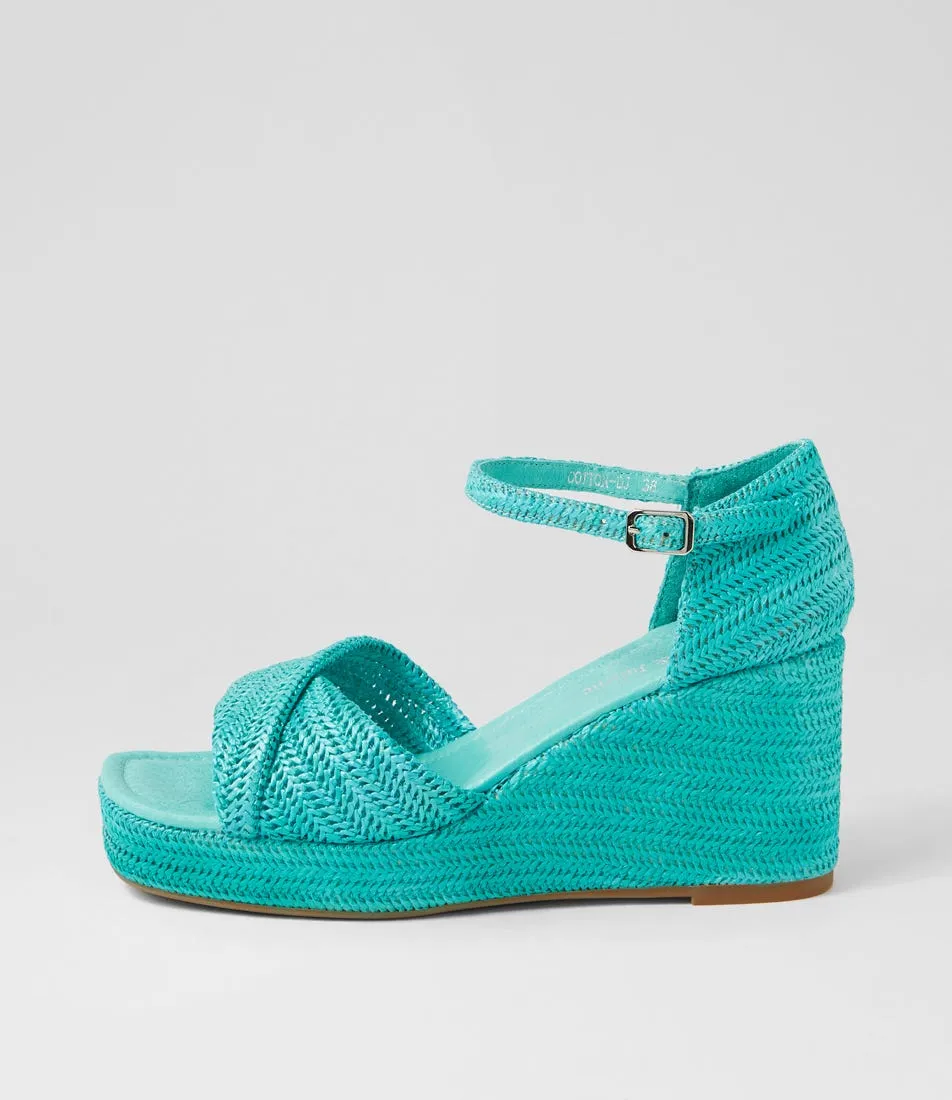 DJANGO & JULIETTE Cotton Emerald Synthetic Raffia Sandals