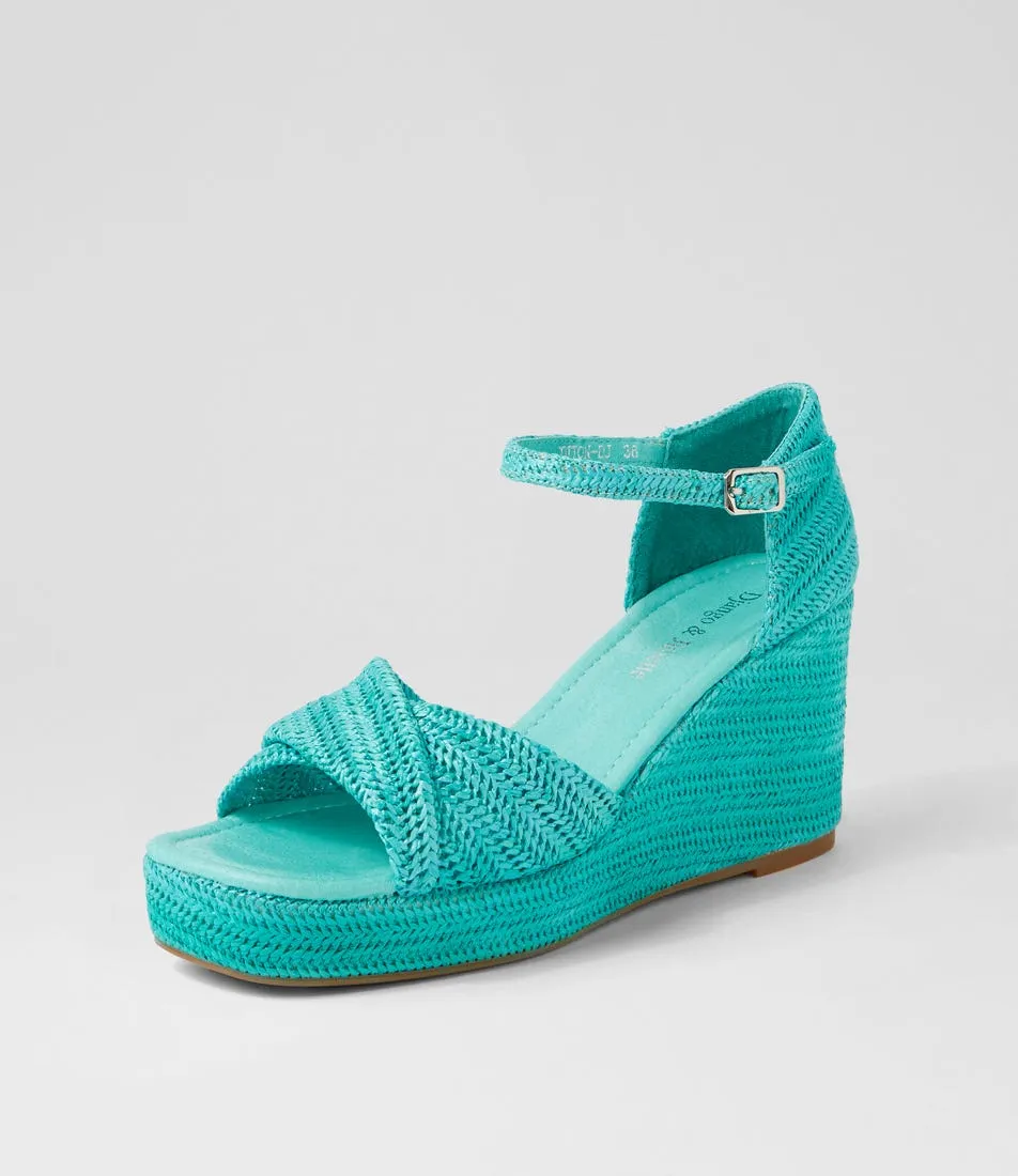 DJANGO & JULIETTE Cotton Emerald Synthetic Raffia Sandals