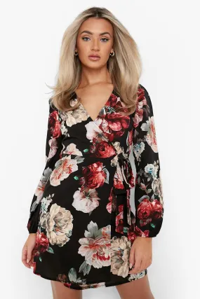 Floral Print Wrap Shift Dress