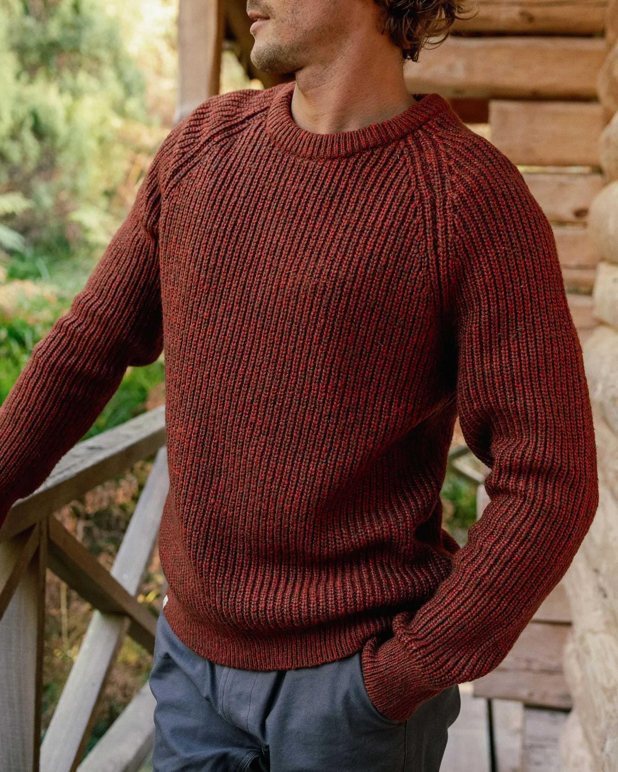 Fog Recycelter Gestrickter Pullover - Roter Ocker