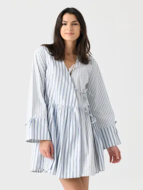     GANNI  Women's Stripe Cotton Mini Wrap Dress    