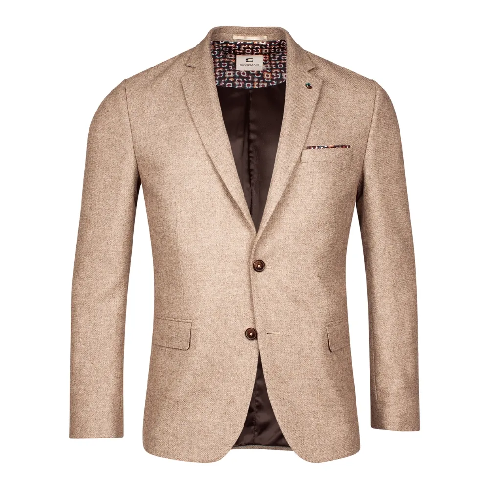 Giordano Robert Wool Silk Blend Twill Beige Jacket | Menswear Online