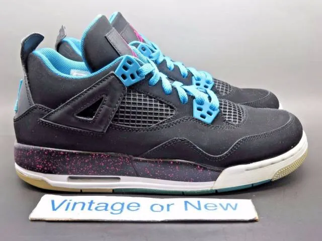 Girls' Nike Air Jordan IV 4 Black Vivid Pink Dynamic Pin...