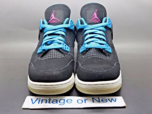 Girls' Nike Air Jordan IV 4 Black Vivid Pink Dynamic Pin...