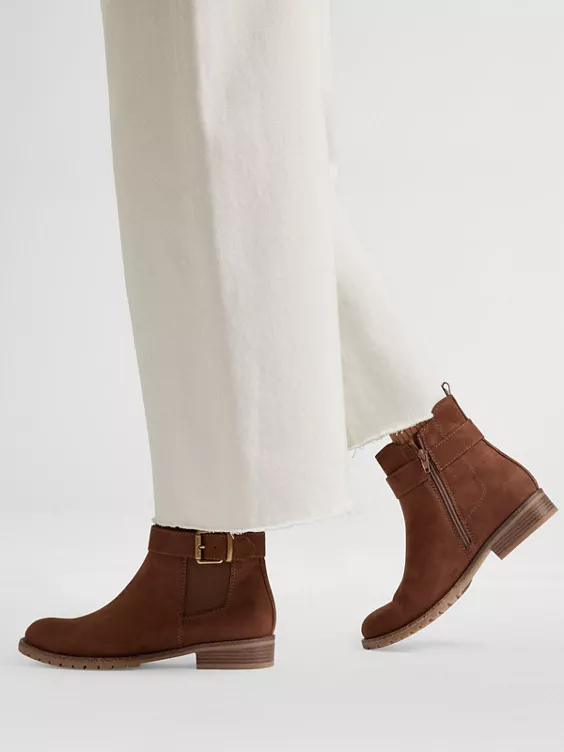 Graceland  Brown Chelsea Boot with Buckle Detail