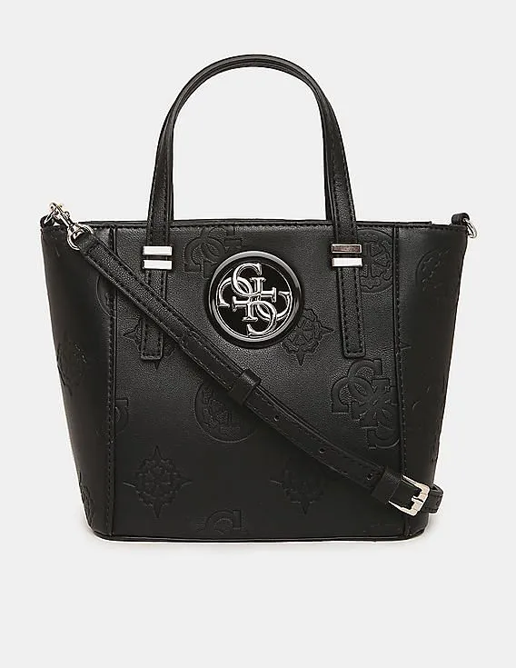 GUESS Women Black Embossed Open Road Mini Tote