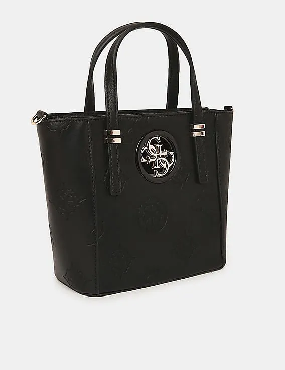 GUESS Women Black Embossed Open Road Mini Tote