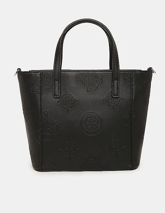 GUESS Women Black Embossed Open Road Mini Tote