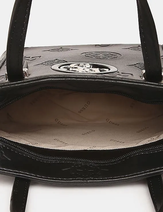 GUESS Women Black Embossed Open Road Mini Tote