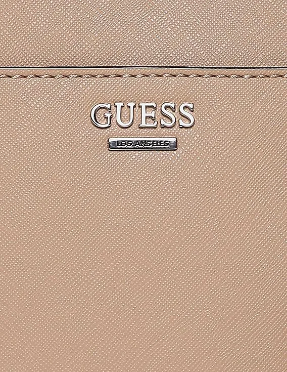 GUESS Women Brown Solid Cuba Small Carryall Tote