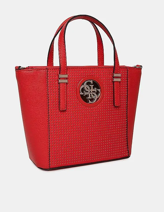 GUESS Women Red Perforated Open Road Mini Tote