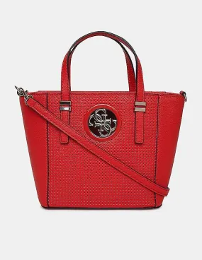 GUESS Women Red Perforated Open Road Mini Tote