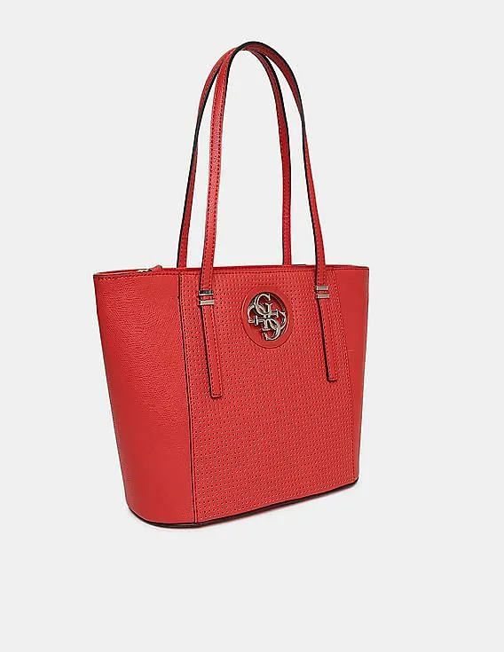 GUESS Women Red Perforated Upper Open Road Small Tote