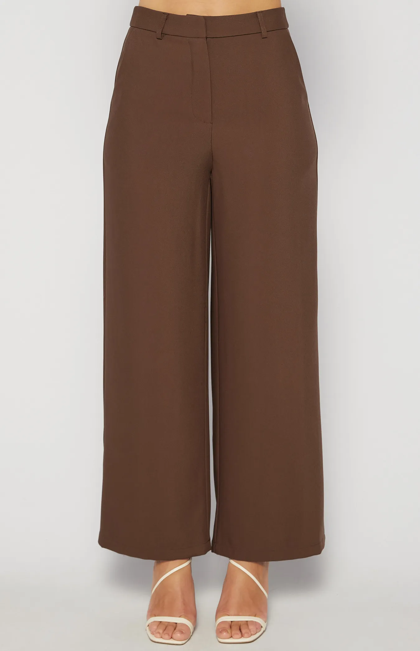 High Waist Straight Leg Pants with Pockets (SPA468B)