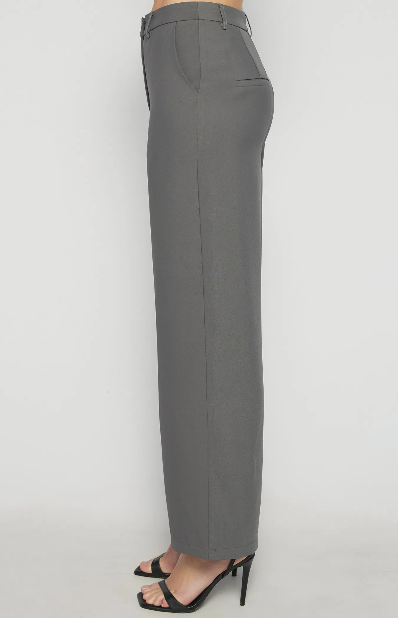 High Waist Straight Leg Pants with Pockets (SPA468B)