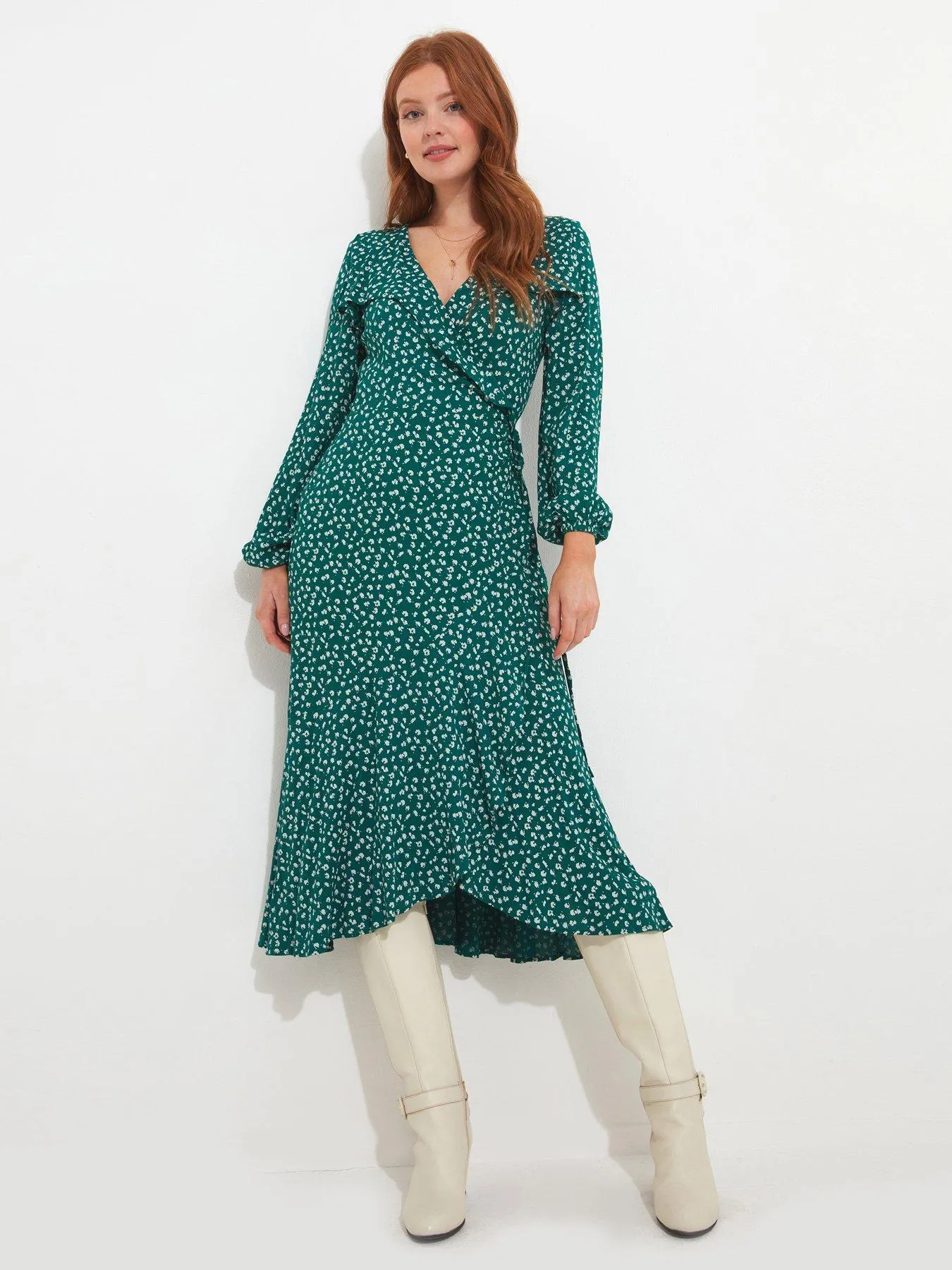 Joe Browns Florrie Wrap Frill Dress - Green