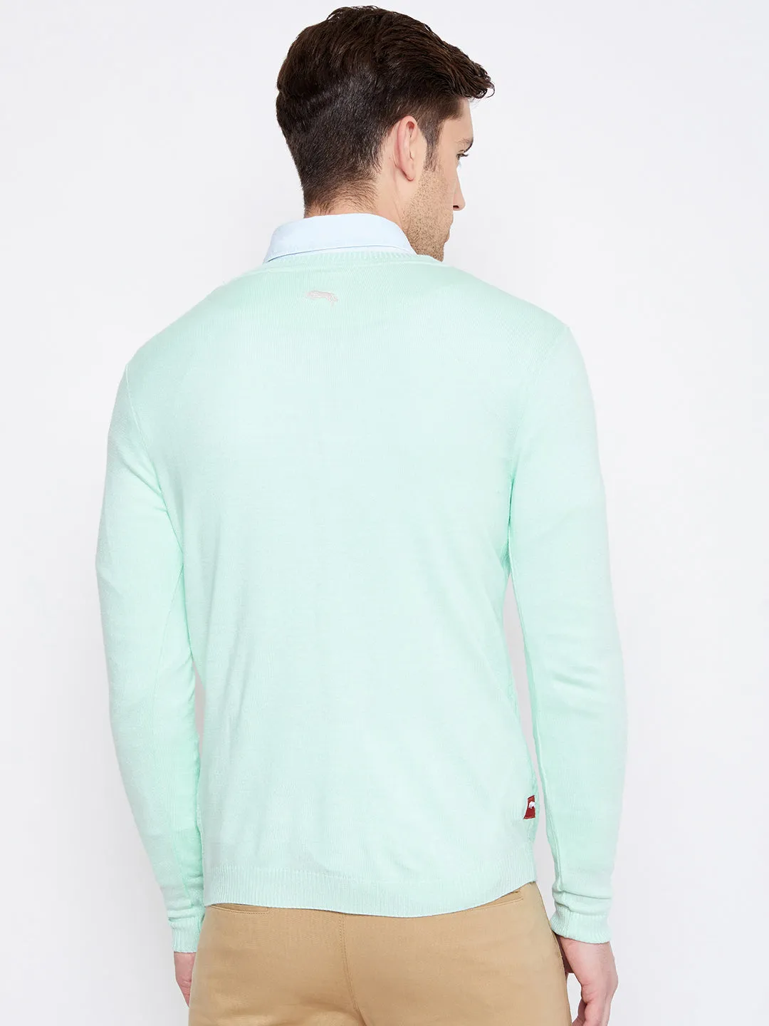 JUMP USA Men Teal Self-Design Pullover